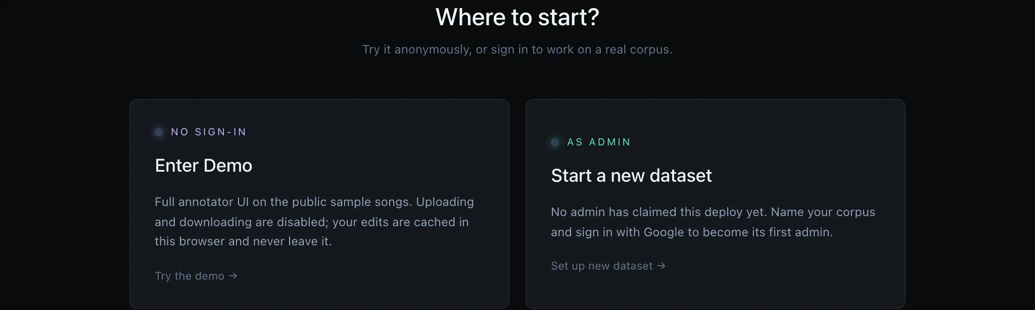 The main page on a fresh deploy
