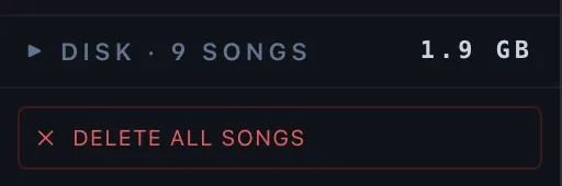 The same footer collapsed — one line with the dataset total, and the song list reclaims the space